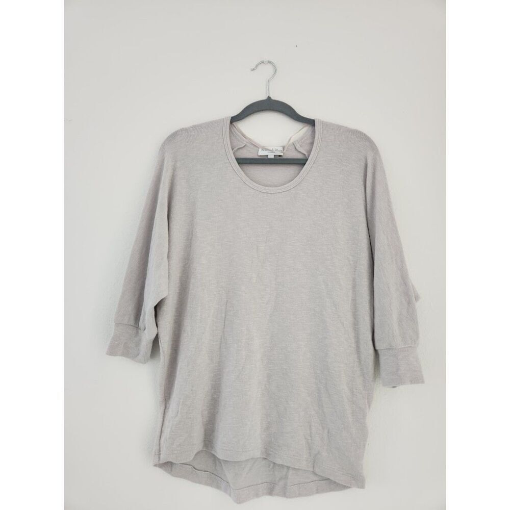 Michael‎ Stars Light Gray High-Low Scoop Neck Top - 3/4 Sleeves | Size S